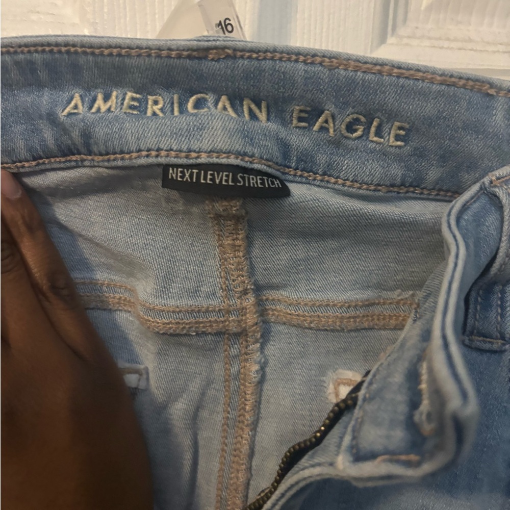 American Eagle Outfitters Light Blue Distressed Flare Jeans - Picture 2 of 5